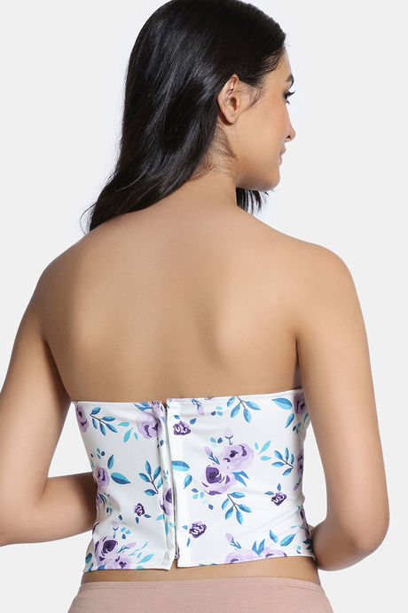 Zivame Non-Padded Short Slip Corset - Purple Print — image 3